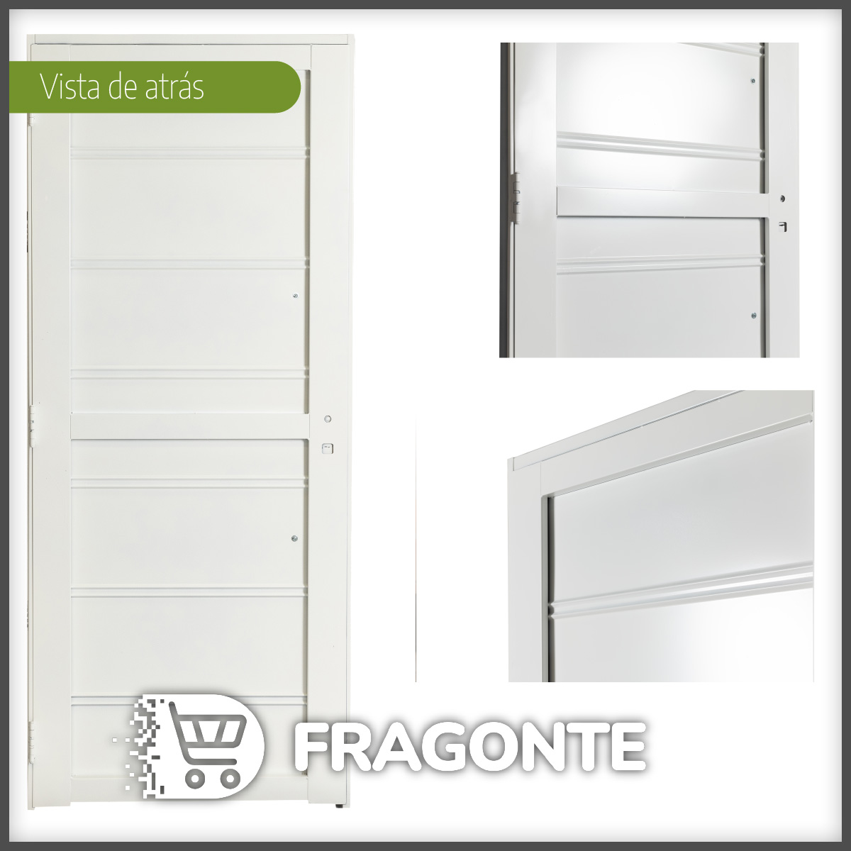Puerta BLANCA 6410 IZQUIERDA Ciega Chapa Simple barral REDONDO 75 cm - Imagen 2