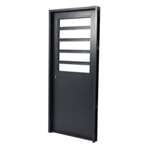 Puerta GRIS 3030 DERECHA Media Reja 70X200 LISA Postigo de Abrir