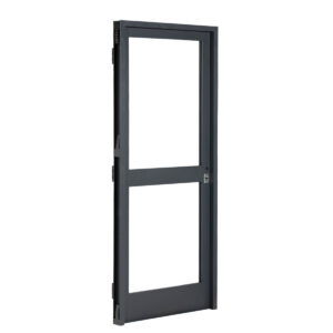 Puerta GRIS 1 FAJA CENTRAL vidriada 90 x 200 IZQUIERDA