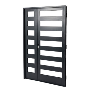 Puerta y Media GRIS Vidriada Pesada 120 x 200 DERECHA