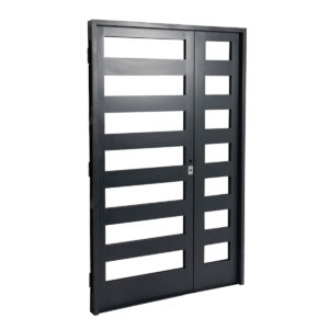 Puerta y Media GRIS Vidriada Pesada 120 x 200 IZQUIERDA