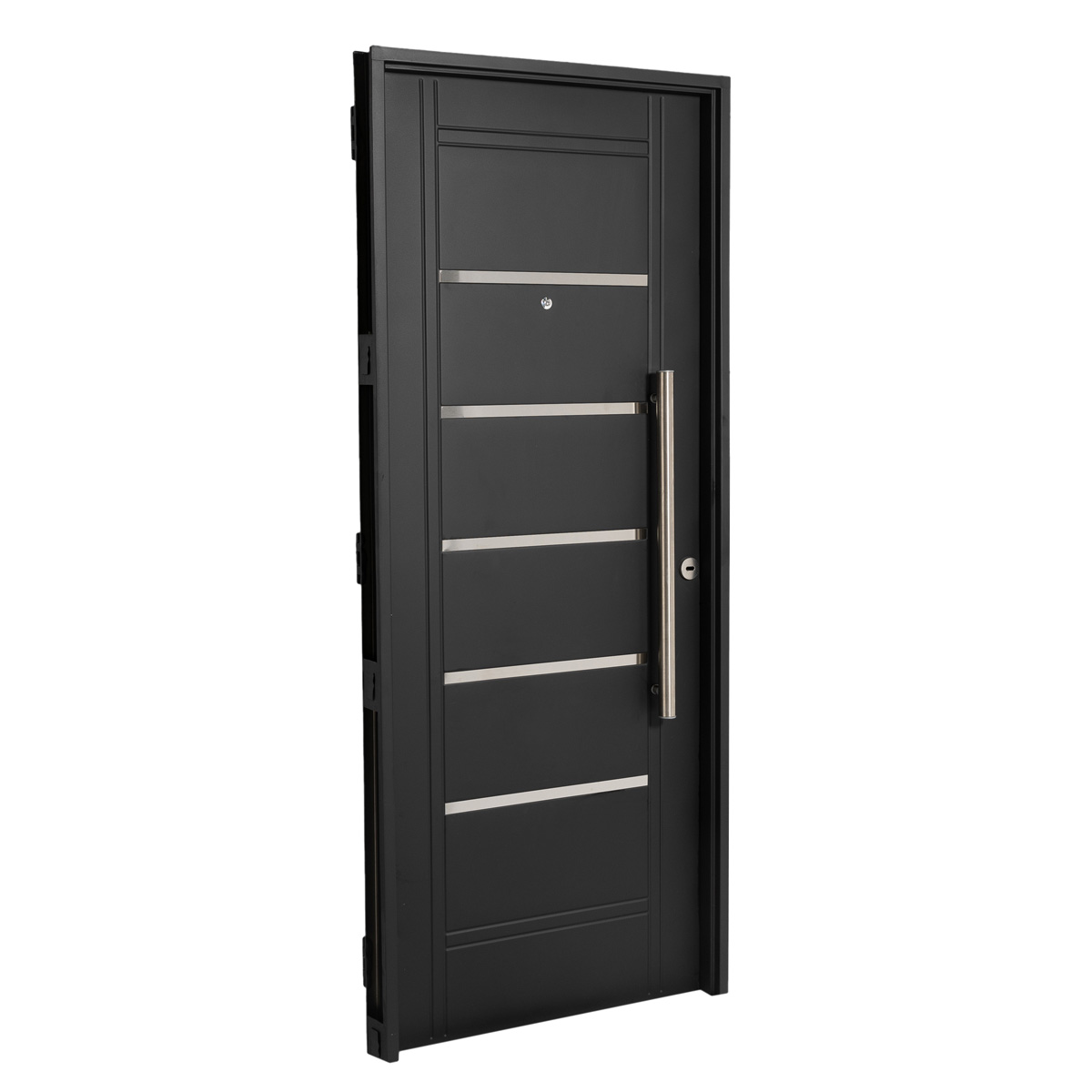 Puerta NEGRA 2410 IZQUIERDA Inyectada 80 x 200 Apliques Y Barral 75cm