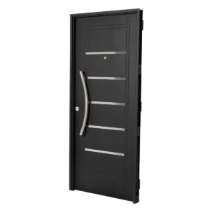 Puerta NEGRA 2510 DERECHA Inyectada 80 x 200 Con Barral Curvo 75cm
