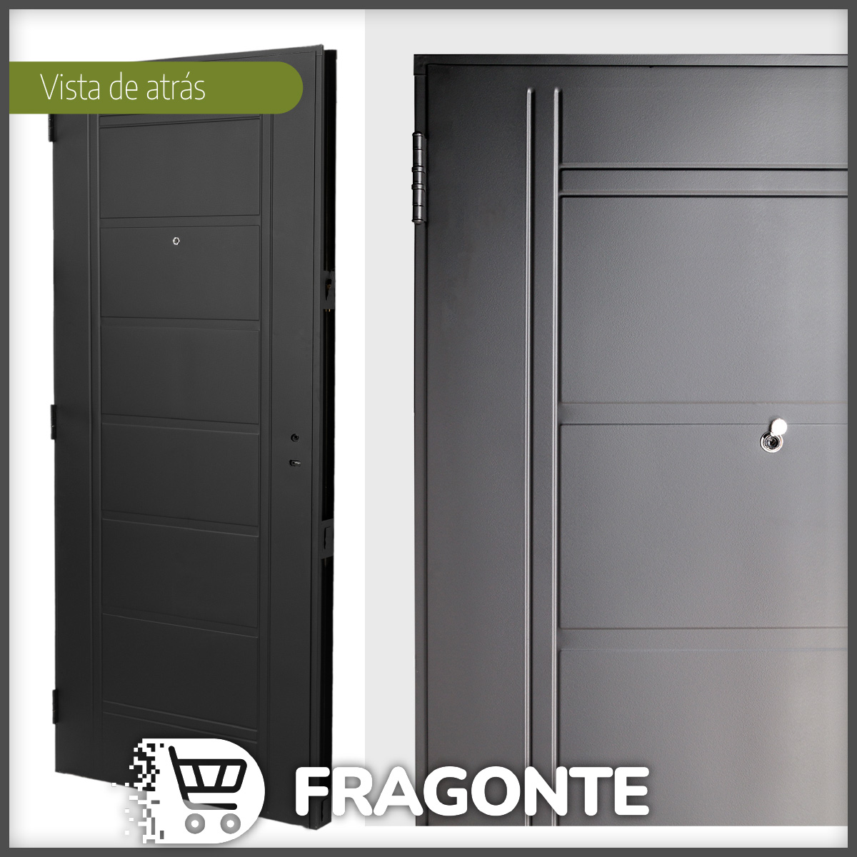 Puerta NEGRA 2610 DERECHA Inyectada 80 x 200 Barral Rectangular de 75 Cm - Imagen 2