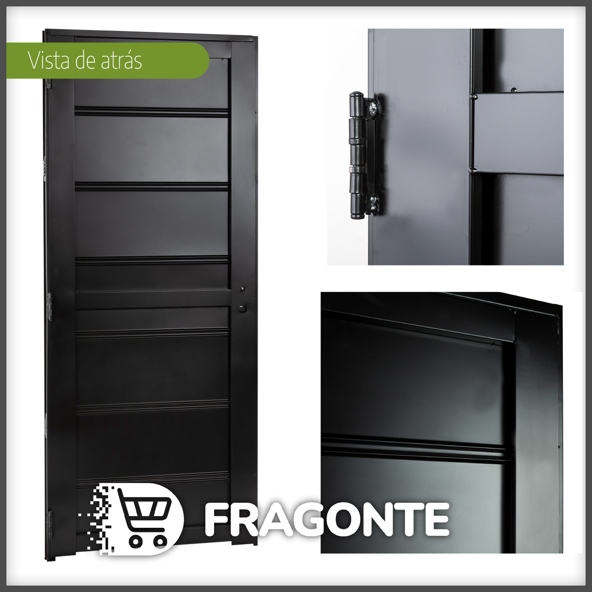 Puerta NEGRA 6410 DERECHA Ciega Chapa Simple barral REDONDO 75 cm - Imagen 2