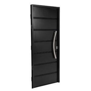 Puerta NEGRA 6510 IZQUIERDA Ciega Chapa Simple barral CURVO 75 cm