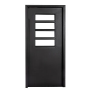 Puerta NEGRA 8030 IZQUIERDA Media Reja 2 Cerraduras Super Pesada