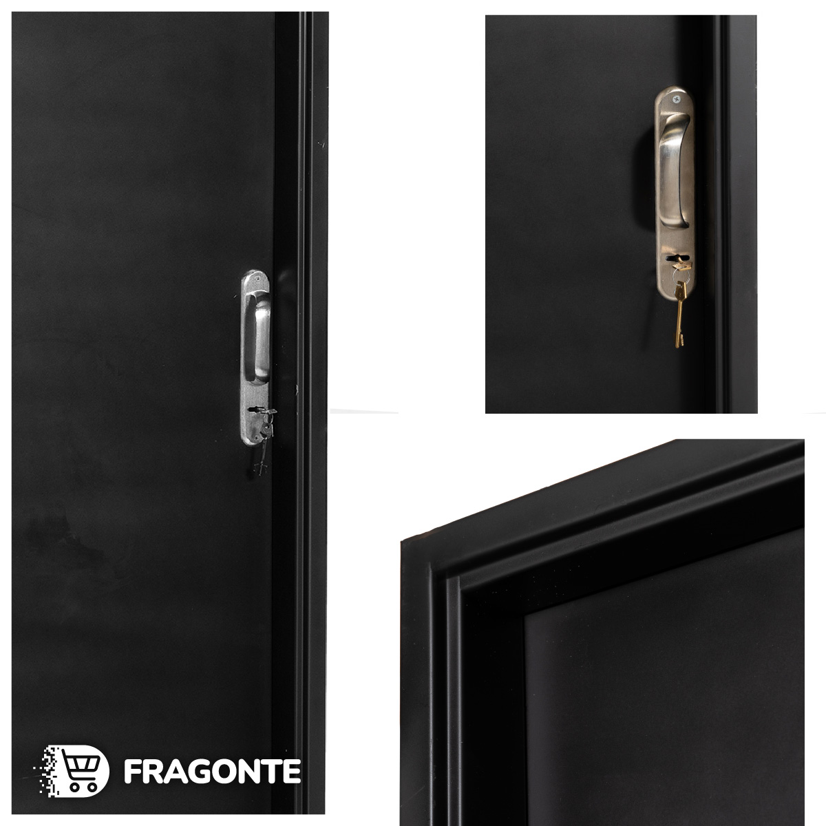 Puerta NEGRA 9110 IZQUIERDA CHAPA 18 70 X 2 Ciega Con Manijon - Imagen 3